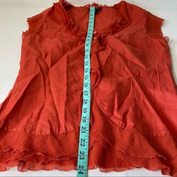 Sara I. Linen sleeveless blouse in Terra cotta L - Picture 10 of 11